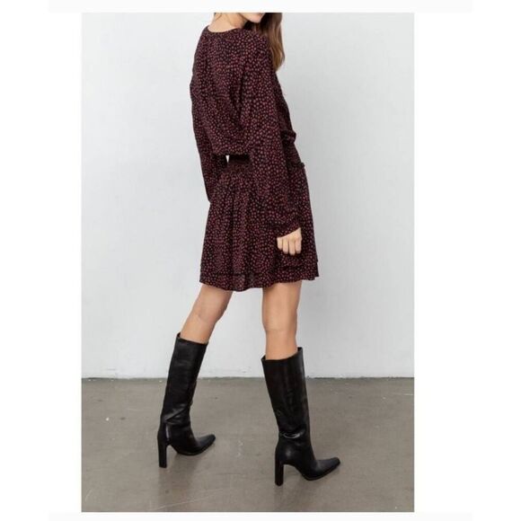 Rails Jasmine Enamoured dress Smocked Waist Black Red Hearts  size S - Picture 2 of 10